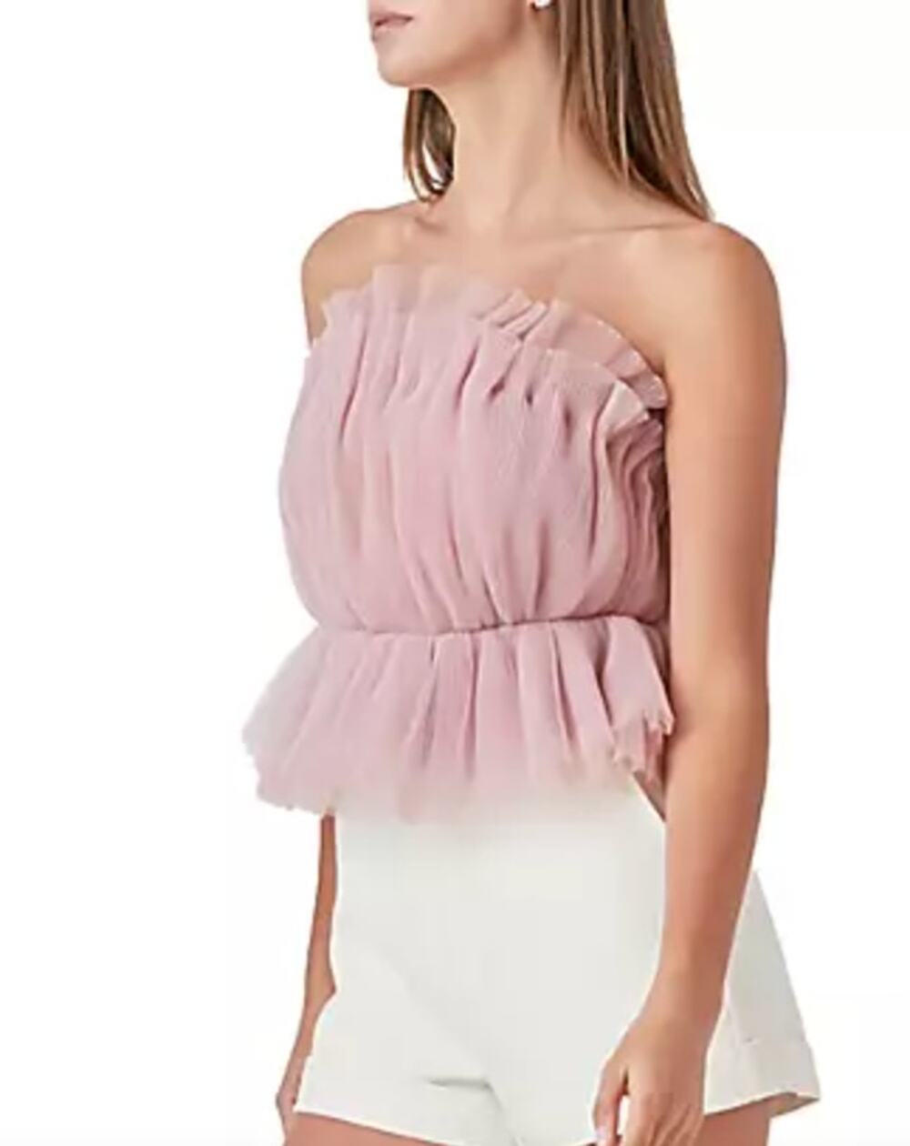 Endless Rose Strapless Tulle Peplum Top Small